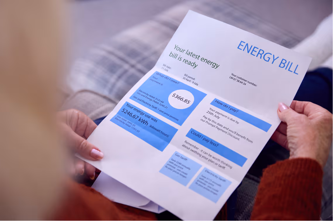 Residential electric bill showing utility costs